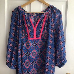 SOLD Paisley Pattern Peasant Blouse